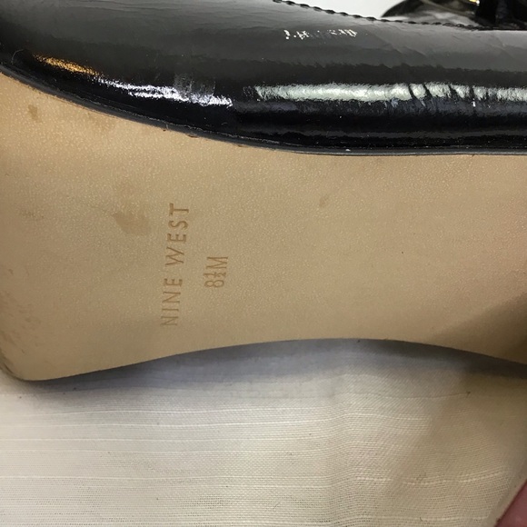 NINE WEST WOMEN VINTAGE BLACK PATENT LEATHER BUCKLE STRAP MARY-JANE HEELS SZ 8.5 - Picture 5 of 5